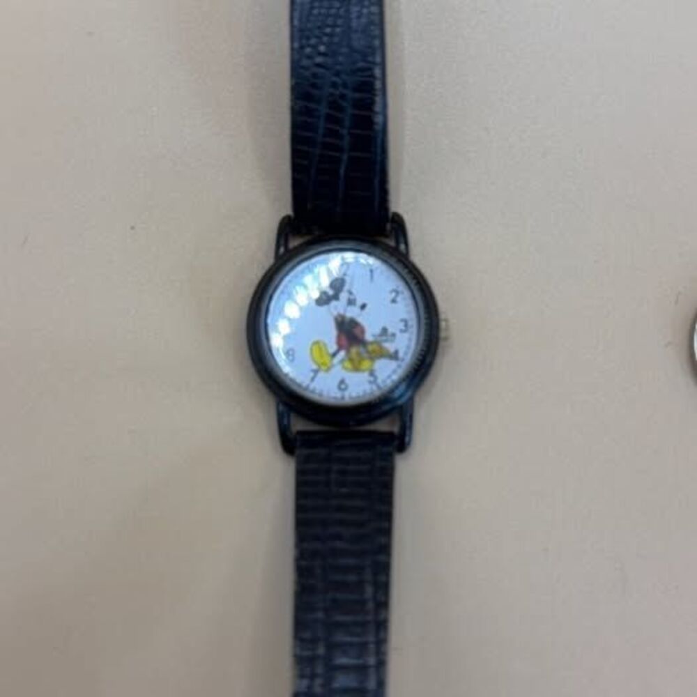 Mickey Mouse Watch Black Band New Battery